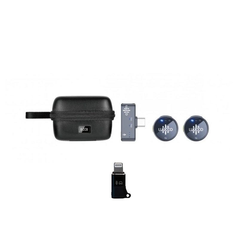 Luucco Airwave K2 USB-C Wireless Lavalier Microphone + Lightning Adapter - مكروفون